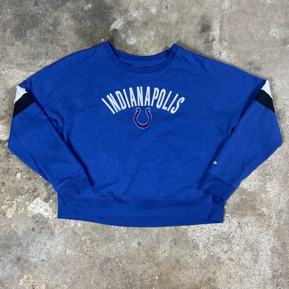 NFL‎ Indianapolis Colts Cropped Sweatshirt Size Large Blue Football Embroidered